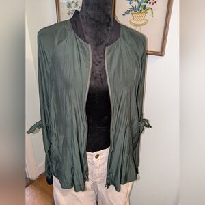 NWT Lola & Sophie Forest Satin Feminine Bomber Jacket